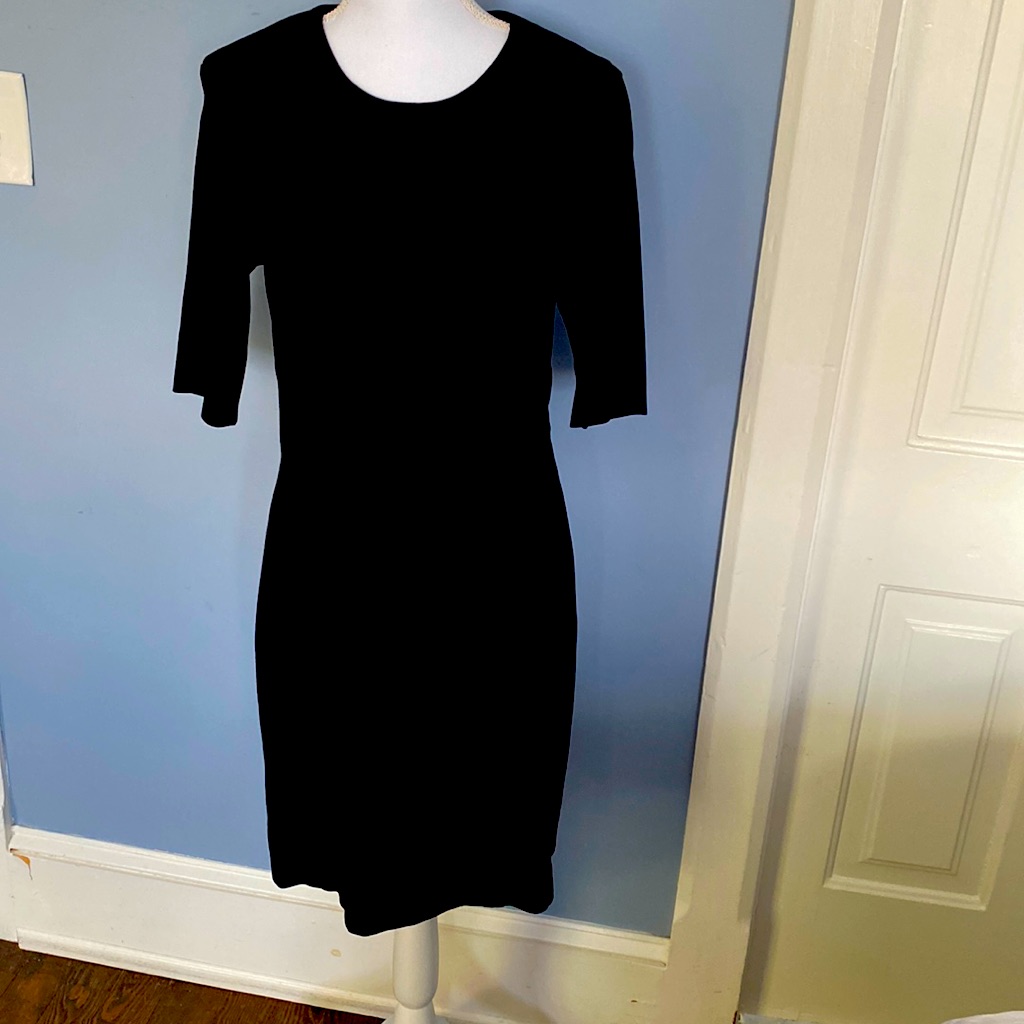 Mm Lafleur Black 3/4 Sleeve Sheath Dress Crew Neck